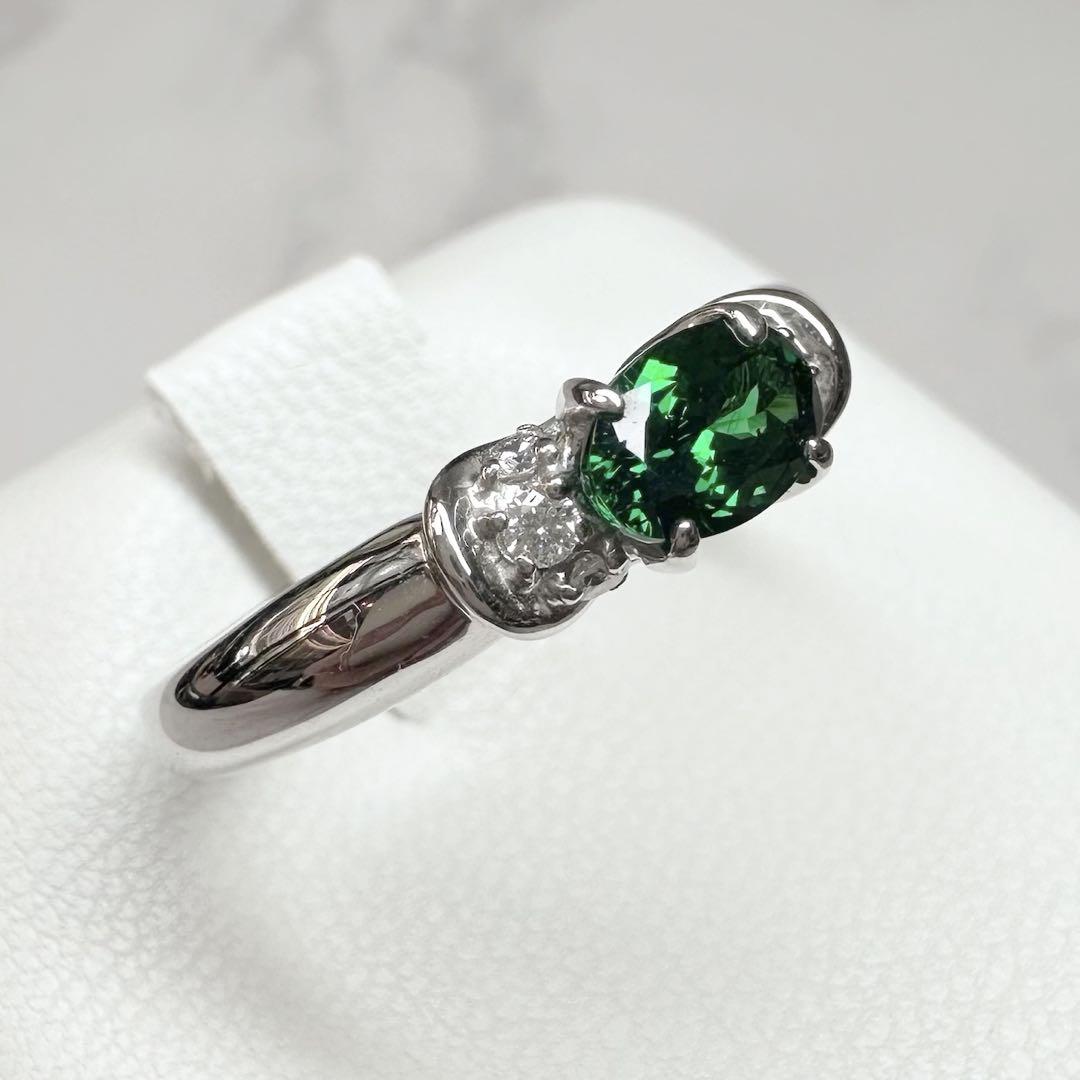 【K18WG】 天然ツァボライトリング 0.59ct