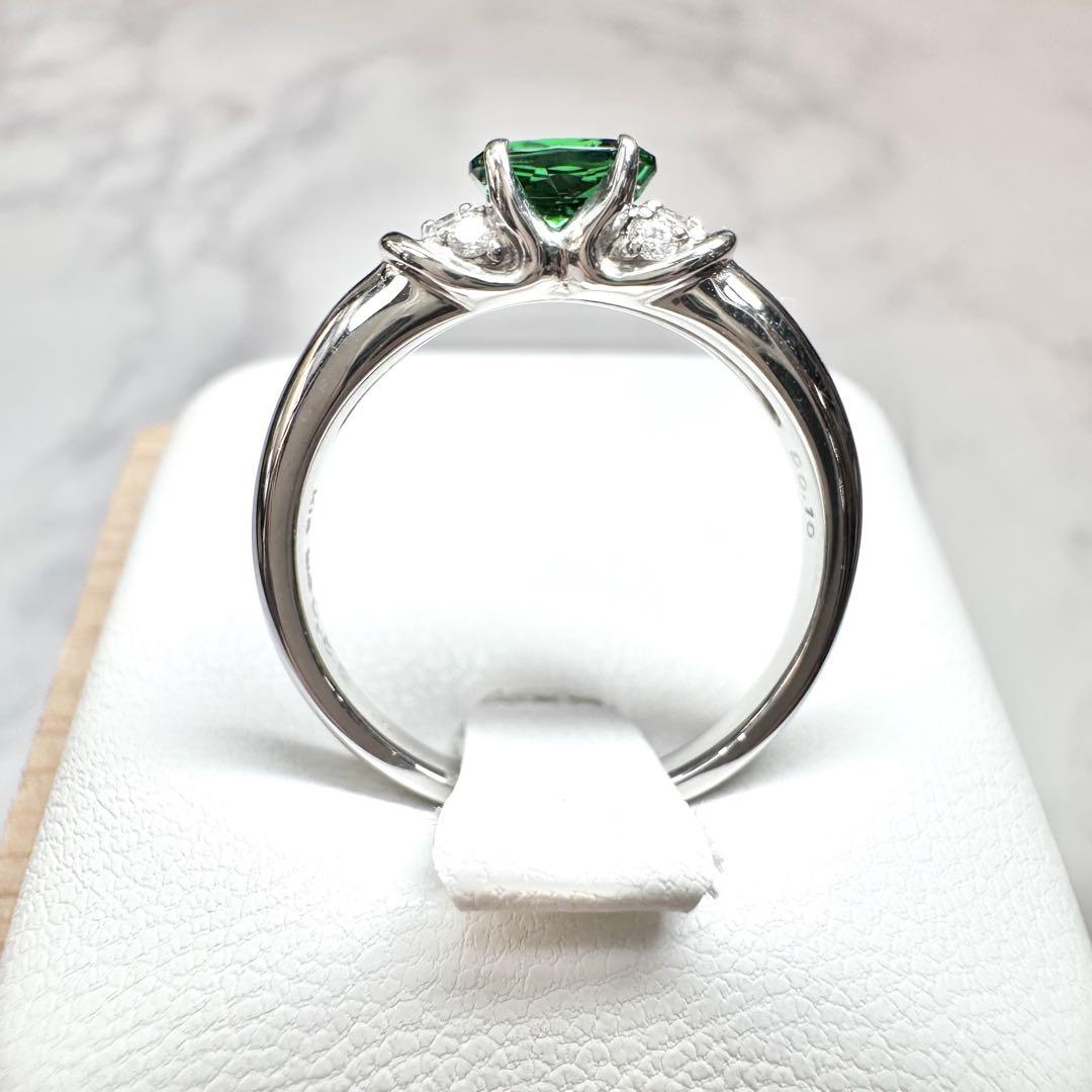 【K18WG】 天然ツァボライトリング 0.59ct