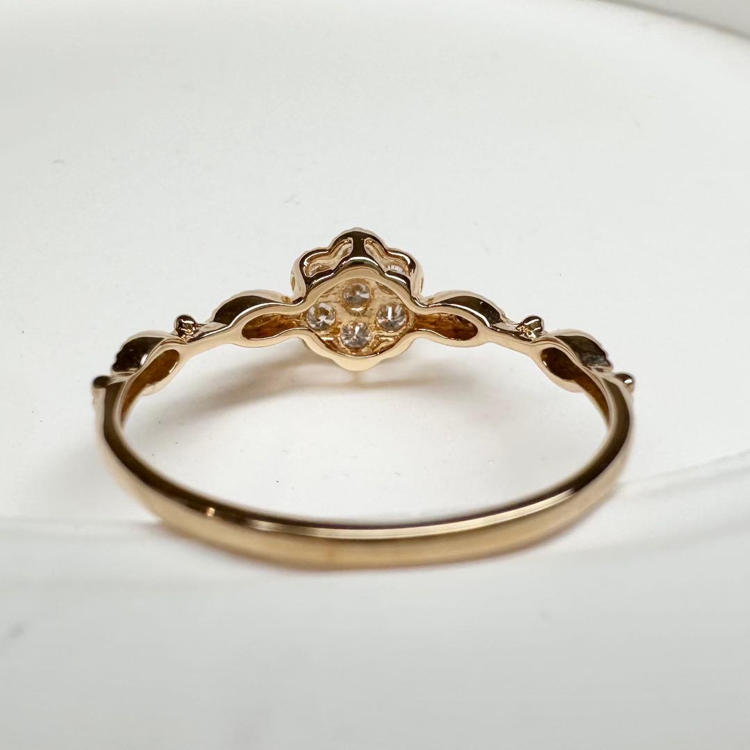 【K18】ダイヤモンド 0.16ct リング フラワーモチーフ