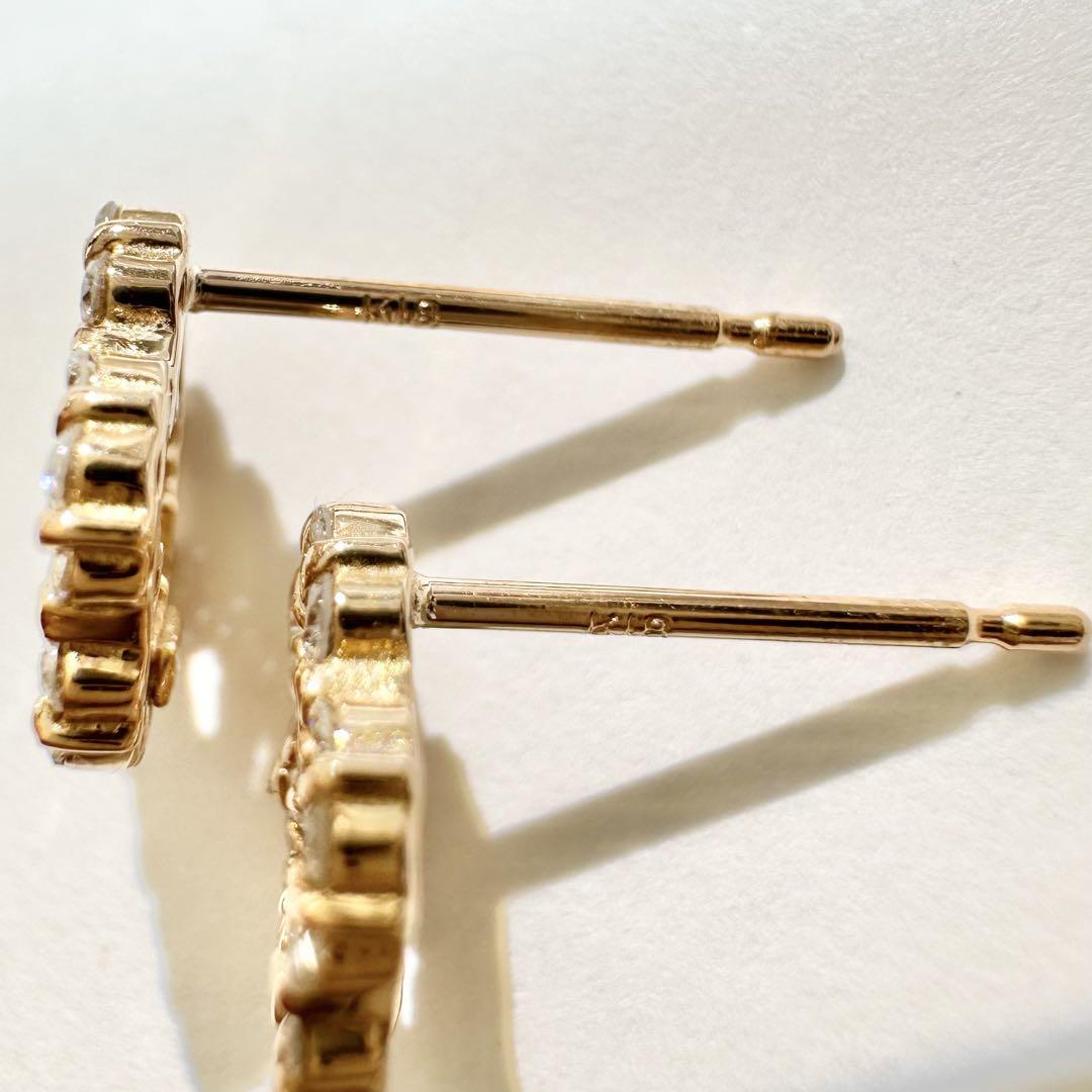 【K18】ダイヤモンド 0.13ct×2 ピアス 花