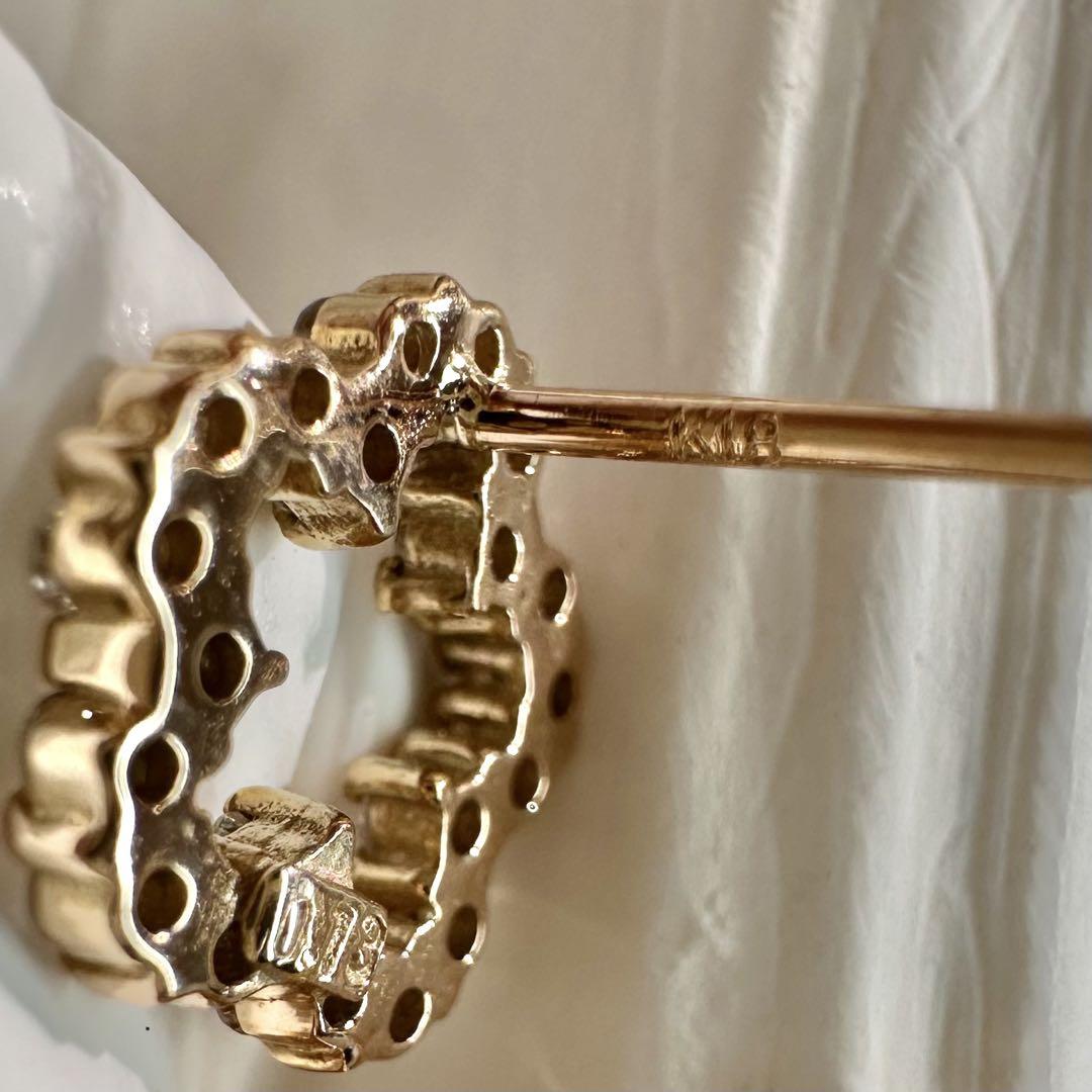 【K18】ダイヤモンド 0.13ct×2 ピアス 花