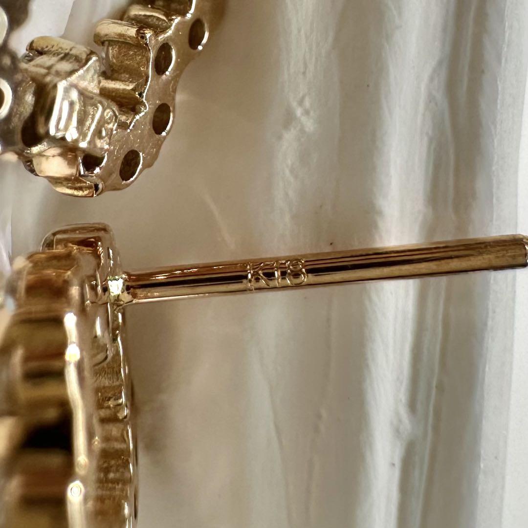 【K18】ダイヤモンド 0.13ct×2 ピアス 花