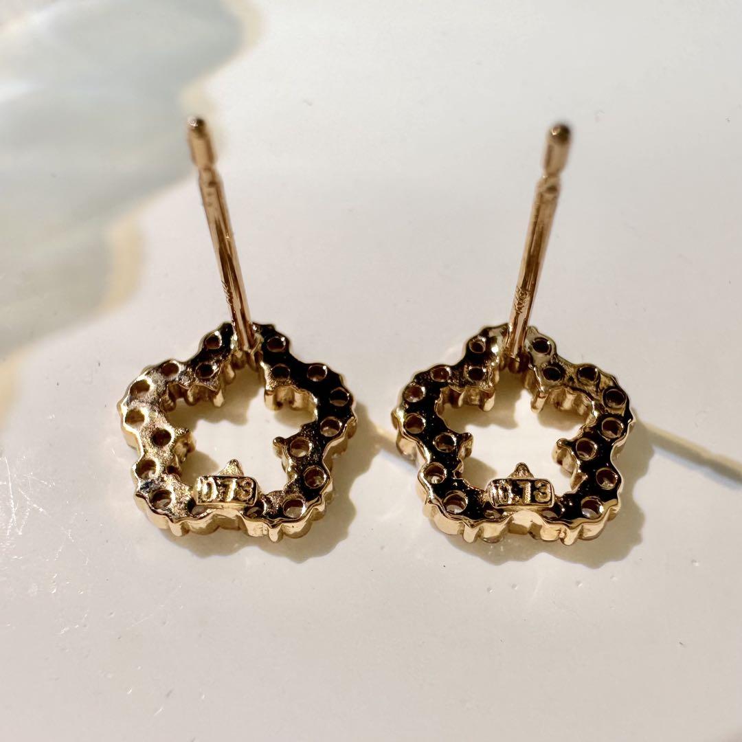 【K18】ダイヤモンド 0.13ct×2 ピアス 花