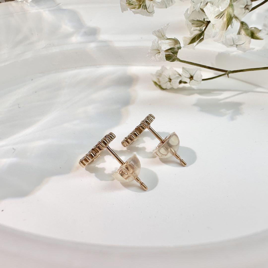 【K18】ダイヤモンド 0.13ct×2 ピアス 花