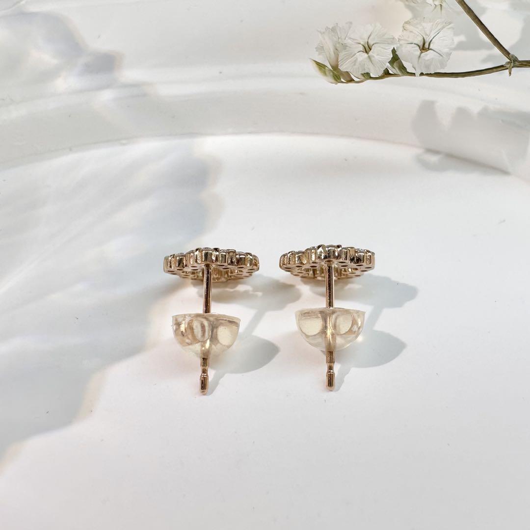 【K18】ダイヤモンド 0.13ct×2 ピアス 花