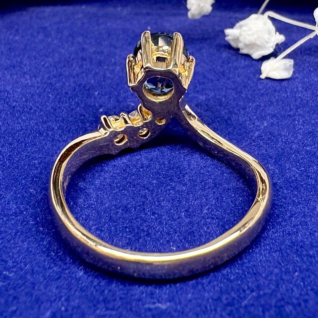 K18 サファイア 2.77ct ダイヤモンドリング 昭和レトロ