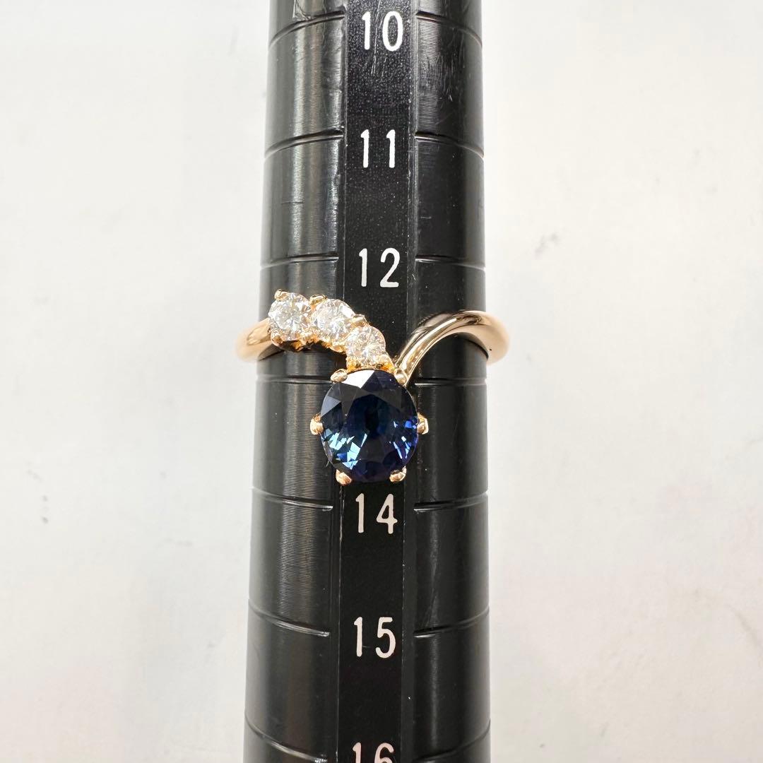 K18 サファイア 2.77ct ダイヤモンドリング 昭和レトロ