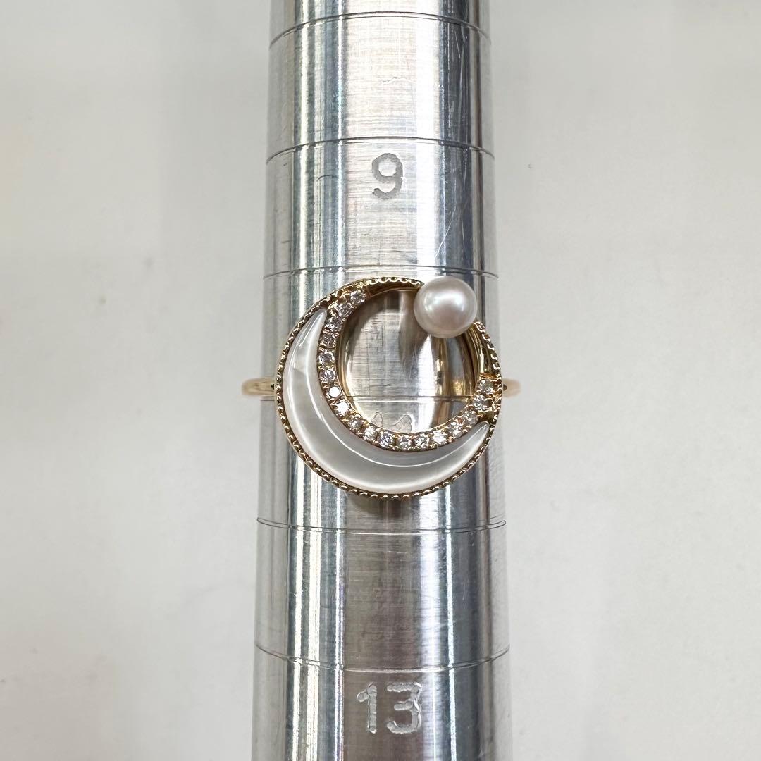 【K18】シェルxアコヤパール 3.6mm リング