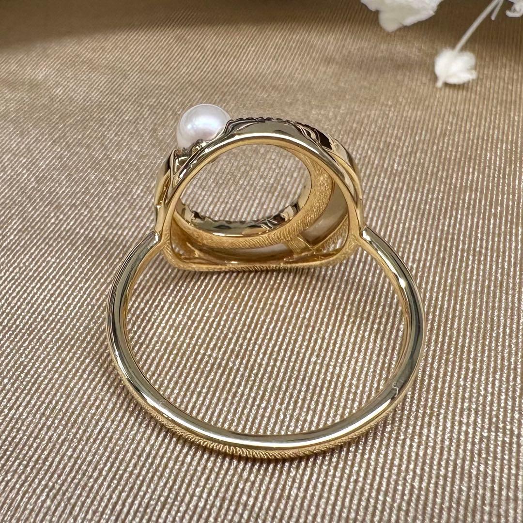【K18】シェルxアコヤパール 3.6mm リング
