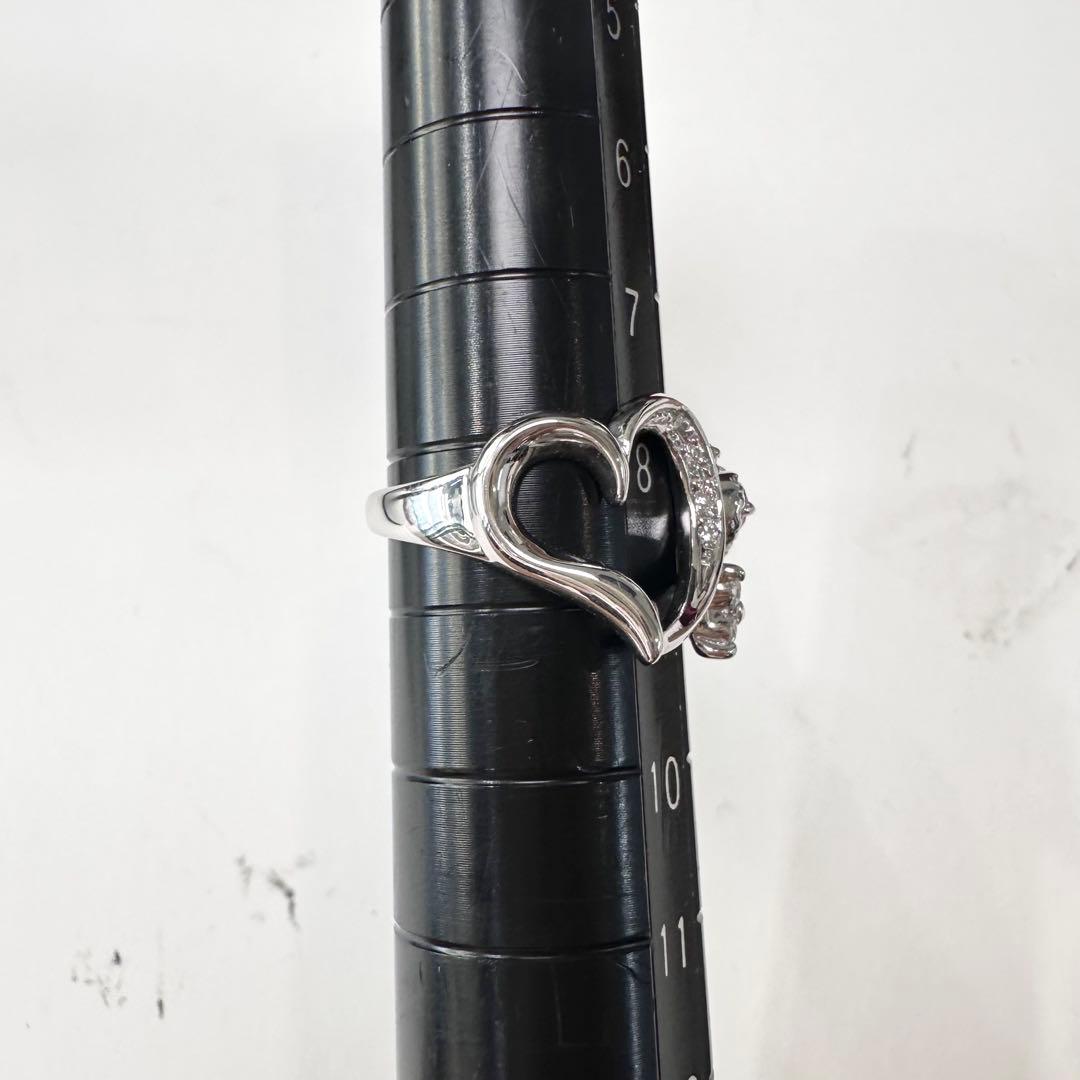K18WG ピンクサファイア 0.31ct ハートモチーフ リング