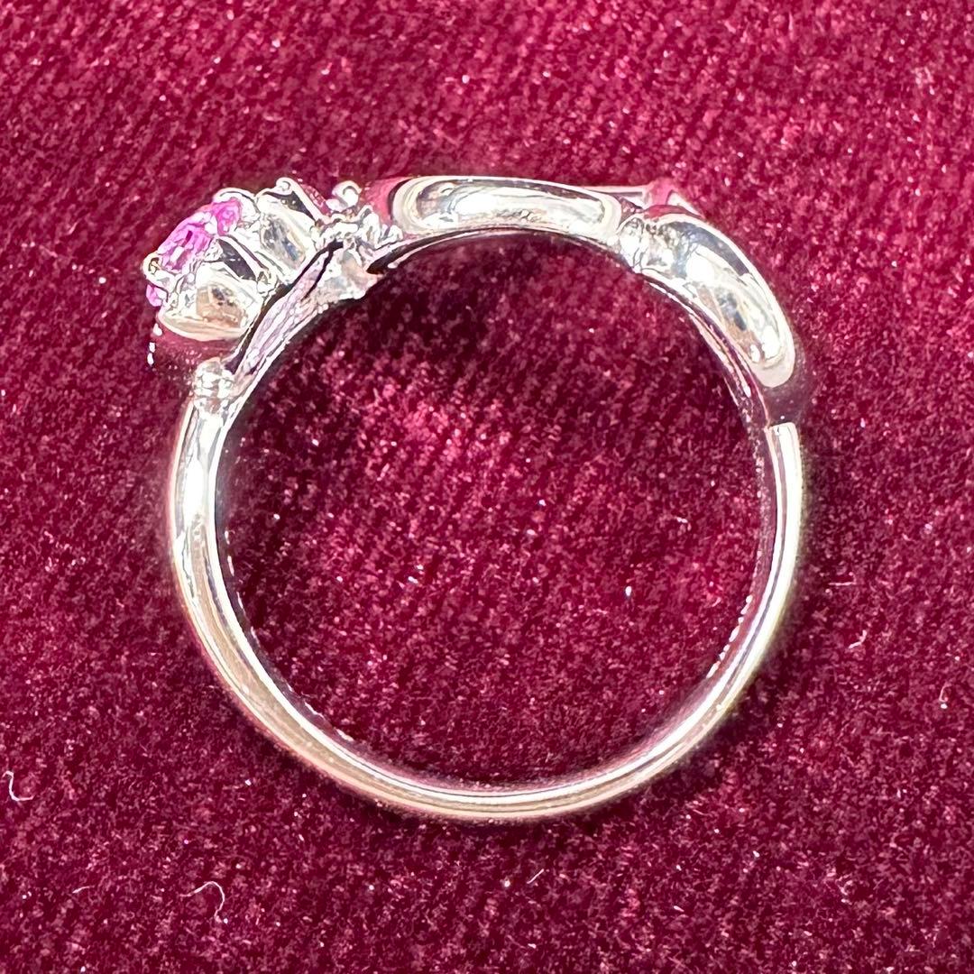 K18WG ピンクサファイア 0.31ct ハートモチーフ リング
