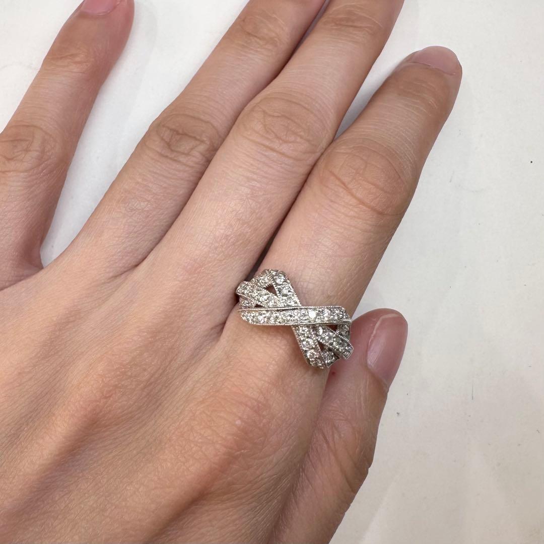 【K18WG】ダイヤモンド 0.45ct リング リポンデザイン