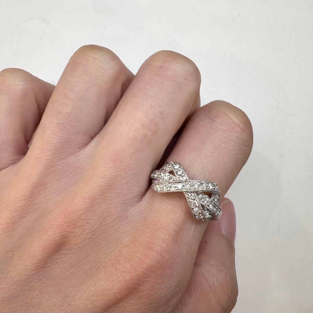 【K18WG】ダイヤモンド 0.45ct リング リポンデザイン