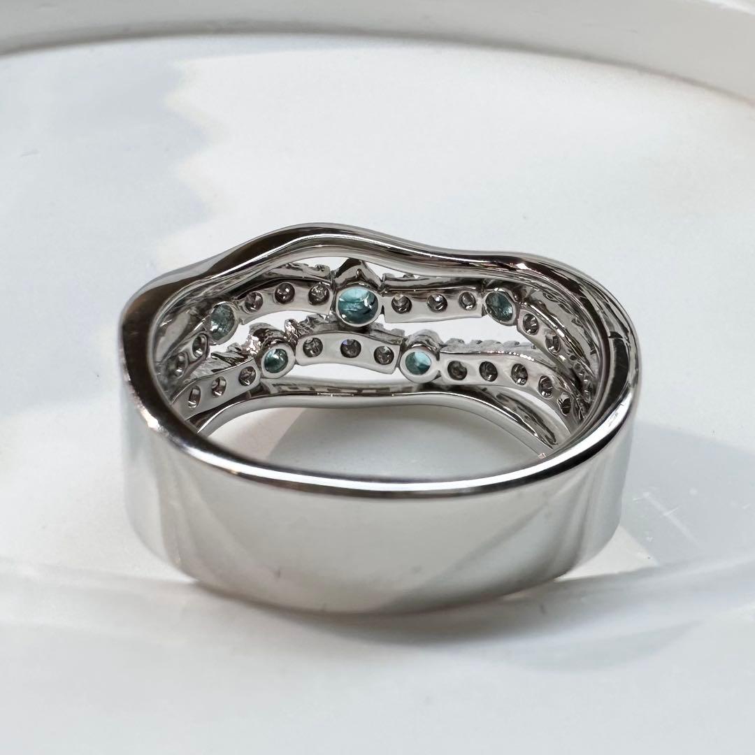 【K18】パライバトルマリン 0.11ct 波型デザイン リング