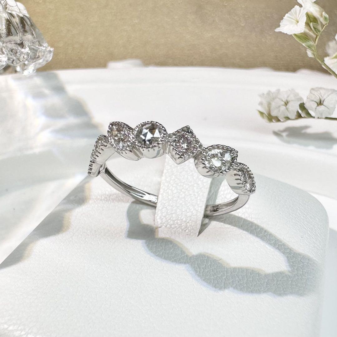 【美品】PT950 ピンクダイヤモンド 0.03ct リング ローズカット