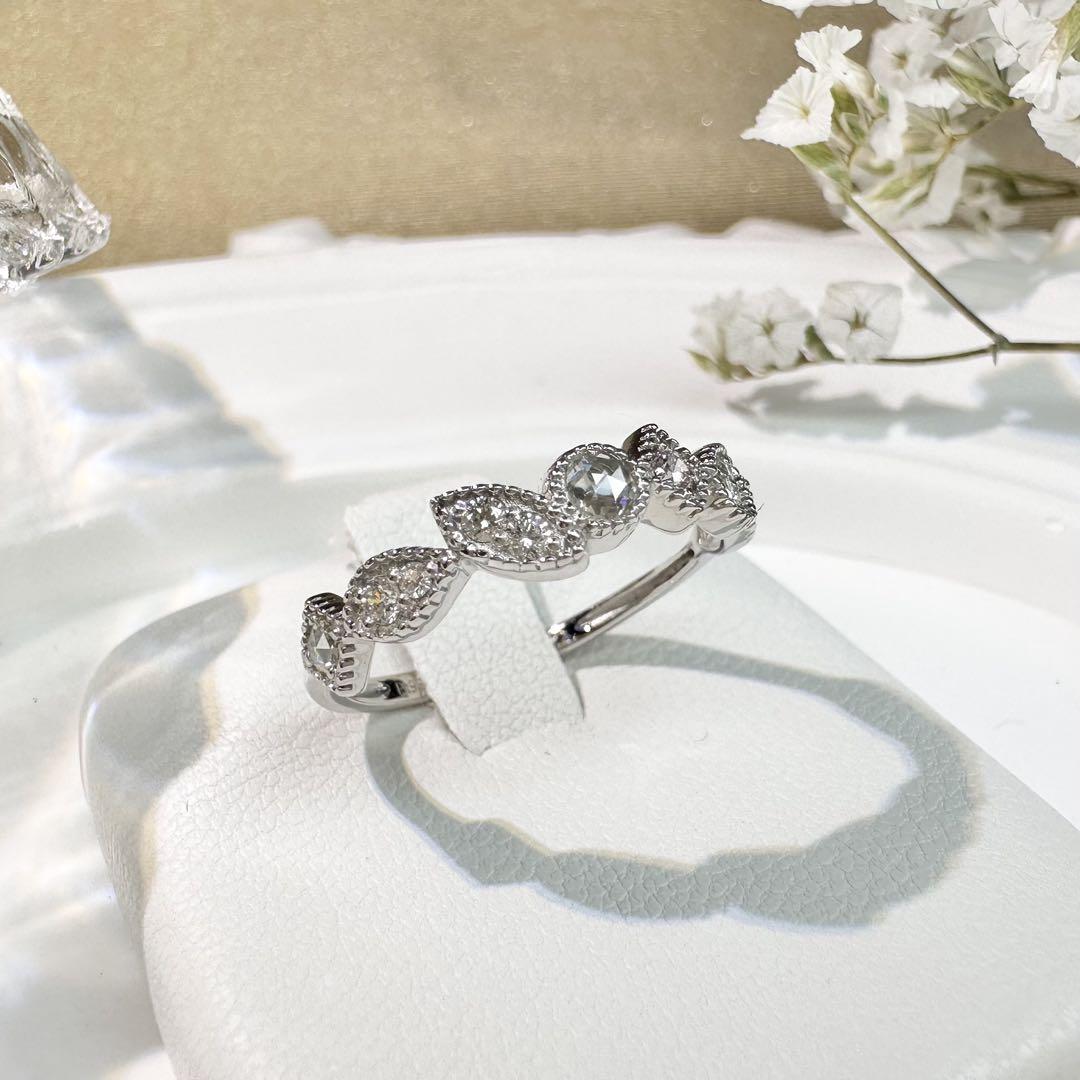 【美品】PT950 ピンクダイヤモンド 0.03ct リング ローズカット