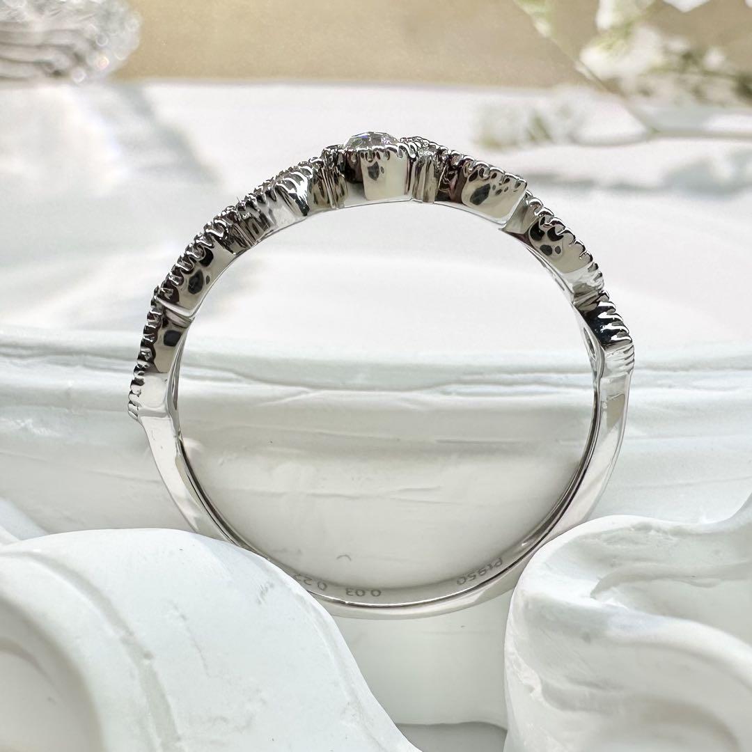 【美品】PT950 ピンクダイヤモンド 0.03ct リング ローズカット