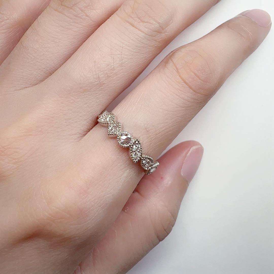 【美品】PT950 ピンクダイヤモンド 0.03ct リング ローズカット