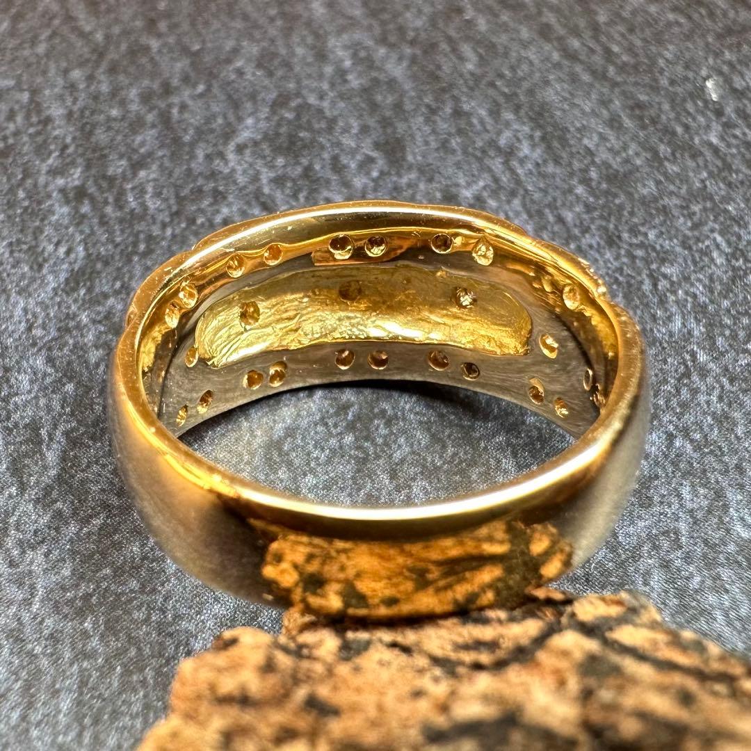 【K18】ダイヤモンド 0.38ct デザイン リング