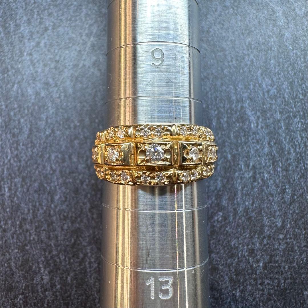 【K18】ダイヤモンド 0.38ct デザイン リング