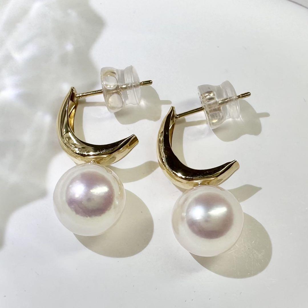 【K18】新品アコヤパール 8mm ピアス