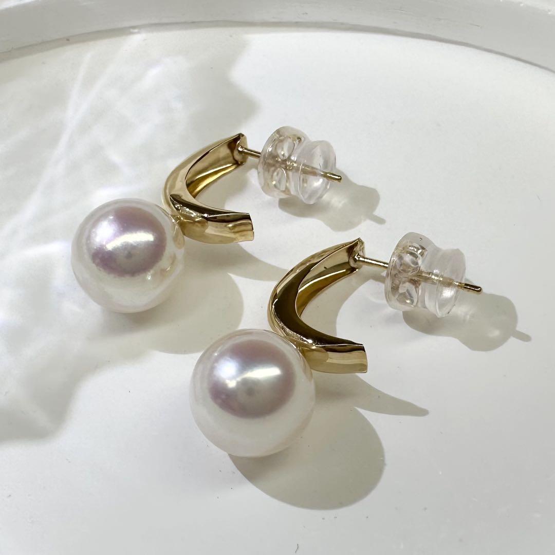 【K18】新品アコヤパール 8mm ピアス