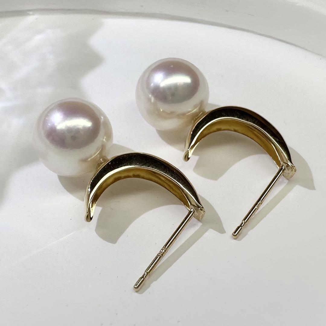 【K18】新品アコヤパール 8mm ピアス