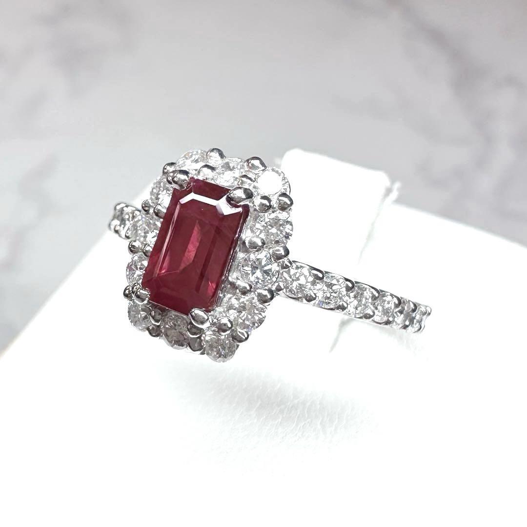 【稀少】PT900 ビルマ産ピジョンブラッドルビー1.04ct リング