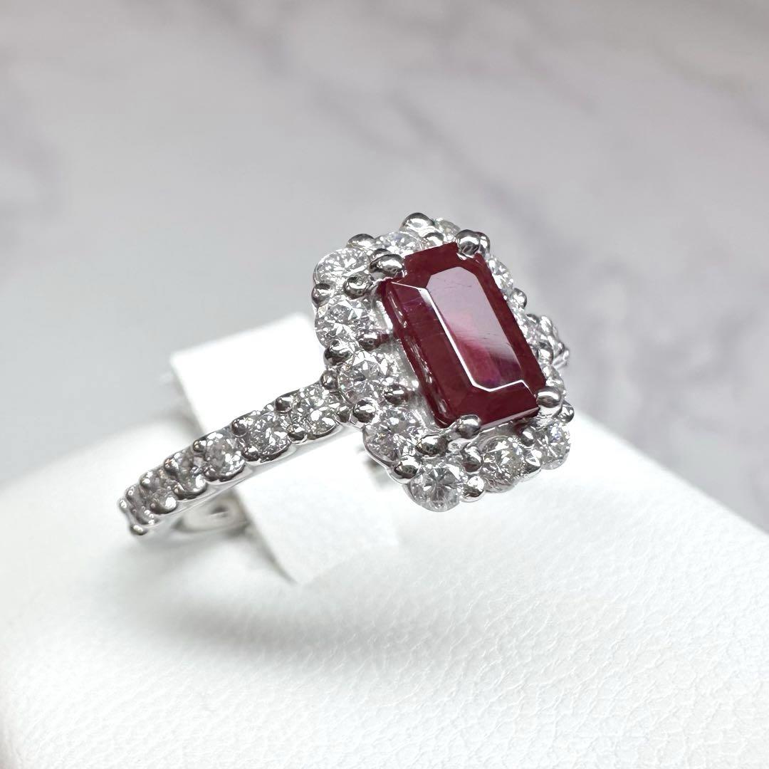 【稀少】PT900 ビルマ産ピジョンブラッドルビー1.04ct リング