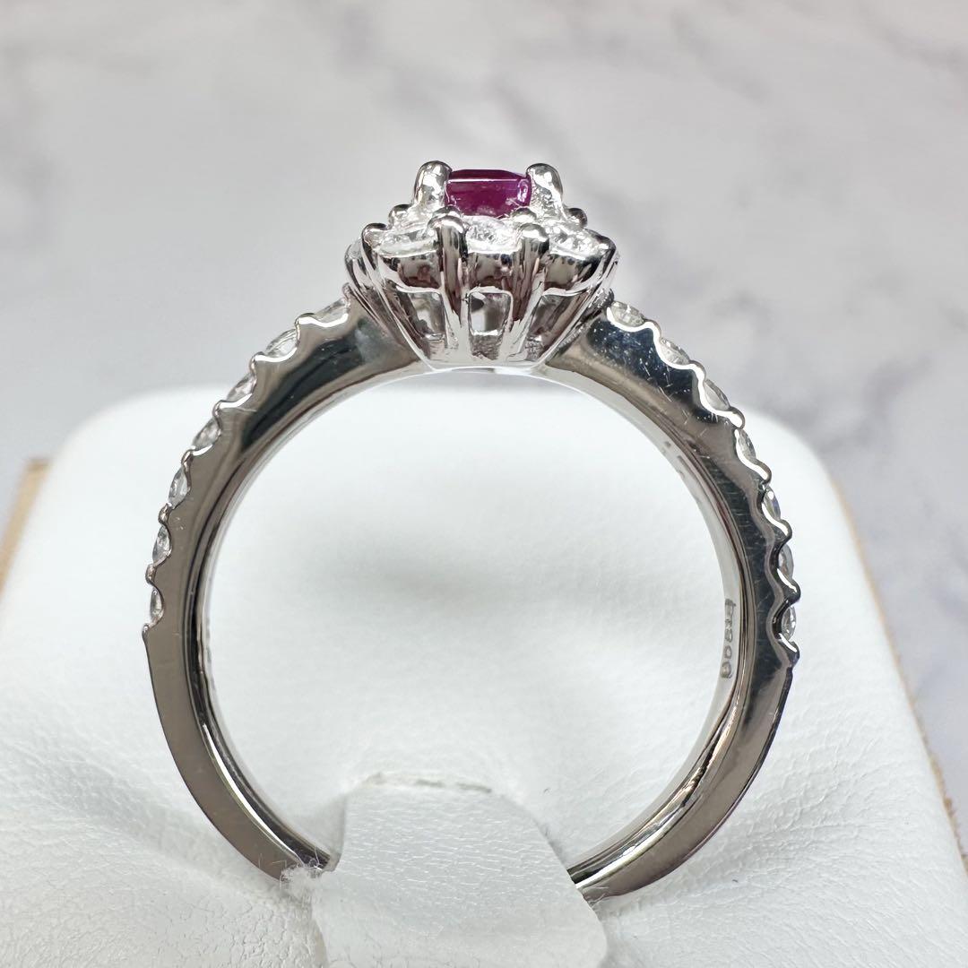 【稀少】PT900 ビルマ産ピジョンブラッドルビー1.04ct リング