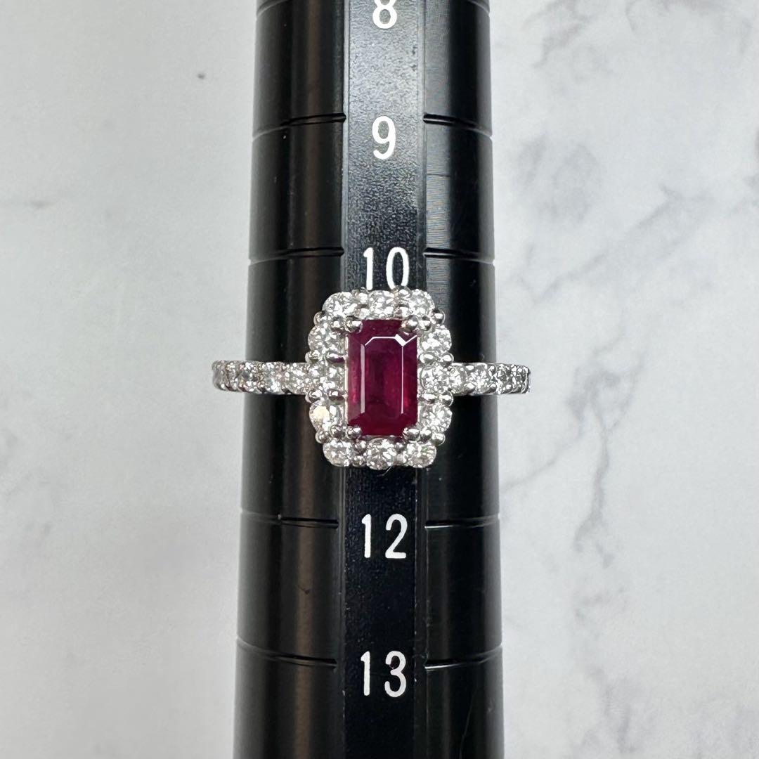 【稀少】PT900 ビルマ産ピジョンブラッドルビー1.04ct リング