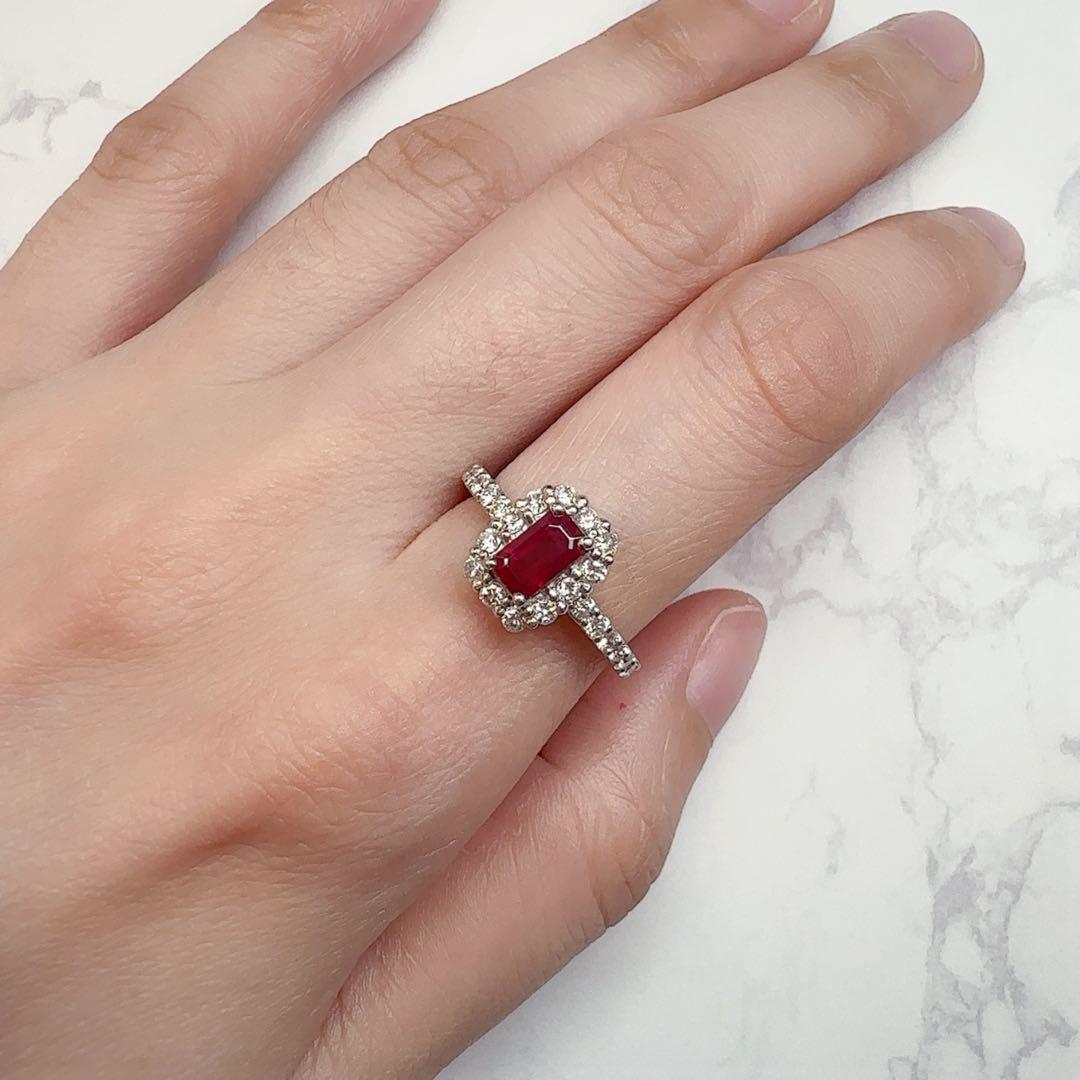 【稀少】PT900 ビルマ産ピジョンブラッドルビー1.04ct リング