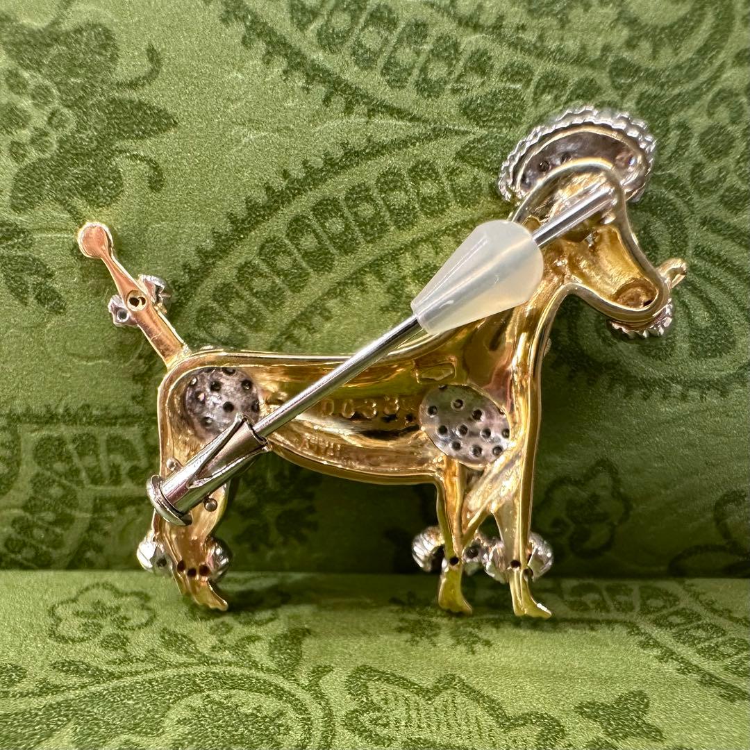 【K18】ダイヤモンド 0.33ct ブローチ　犬デザイン
