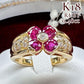 【K18】ルビー 0.48ct リング フラワーデザイン