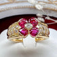 【K18】ルビー 0.48ct リング フラワーデザイン