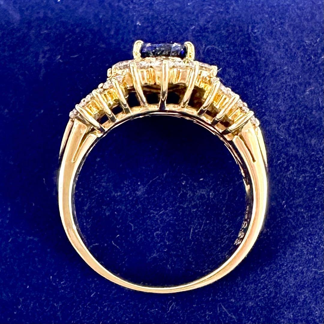 K18 サファイア ダイヤモンド リング 0.88ct ペアシェイプ