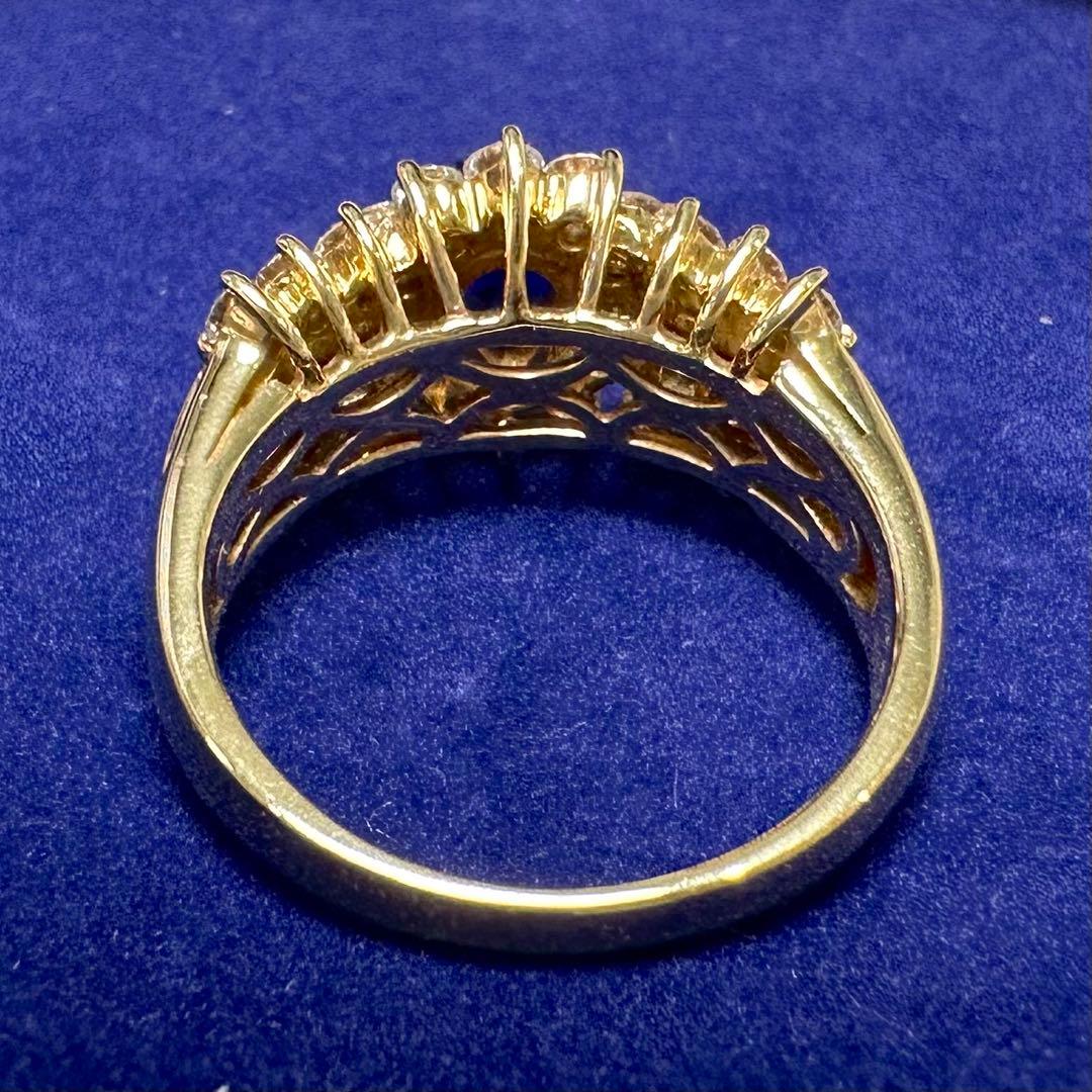 K18 サファイア ダイヤモンド リング 0.88ct ペアシェイプ