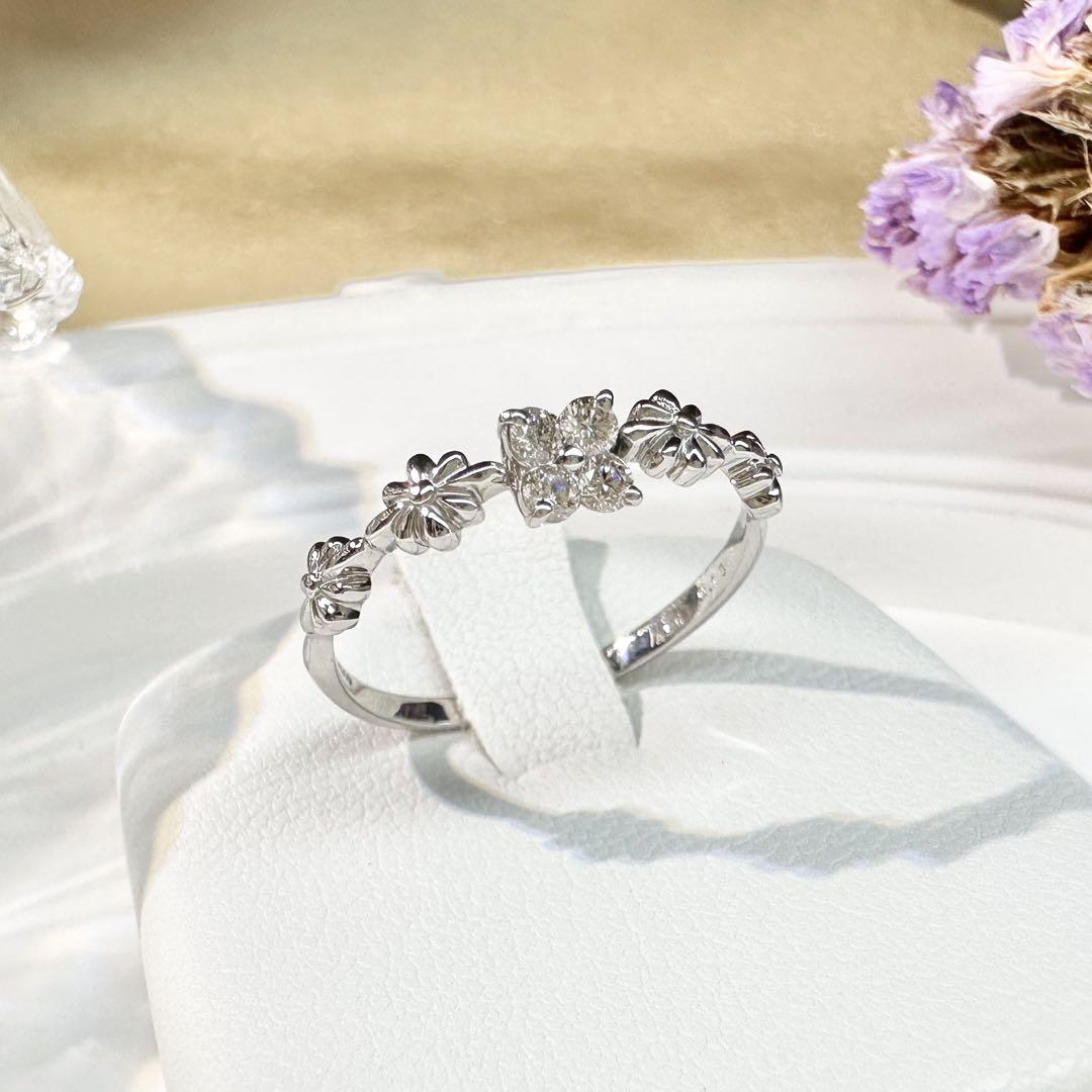 【美品】PT900 ダイヤモンド 0.13ctリング