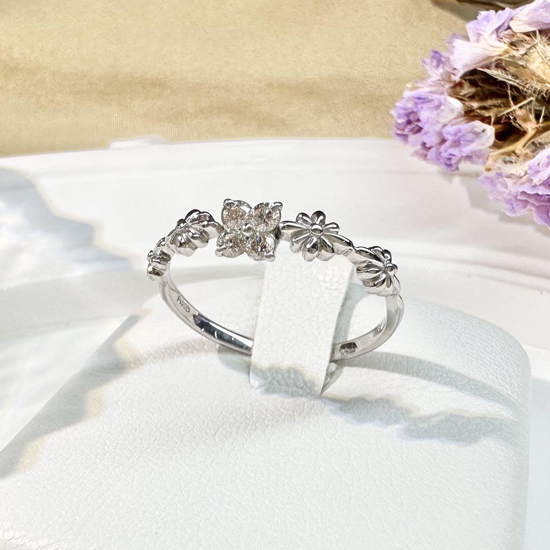 【美品】PT900 ダイヤモンド 0.13ctリング