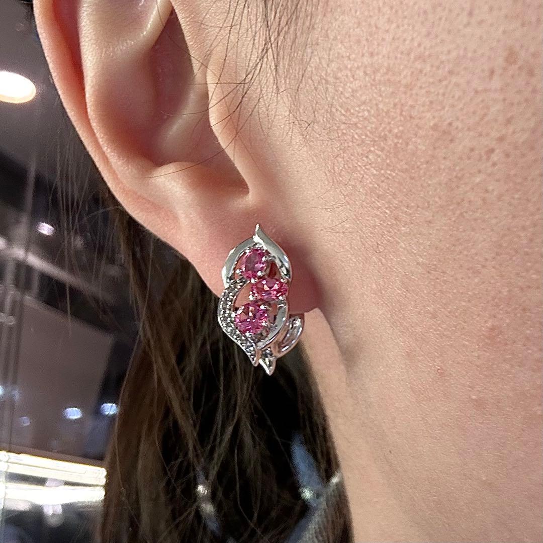 【K18】スピネル/タンザナイト イヤリング アシンメトリーデザイン 両面