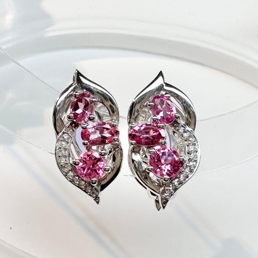 【K18】スピネル/タンザナイト イヤリング アシンメトリーデザイン 両面