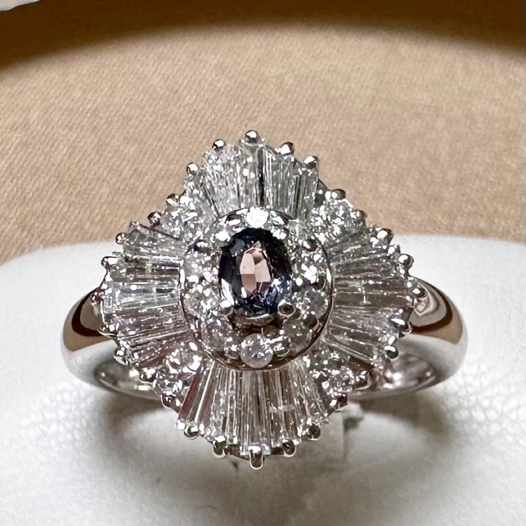 PT900 アレキサンドライト リング 0.27ct カラーチェンジ 希少石