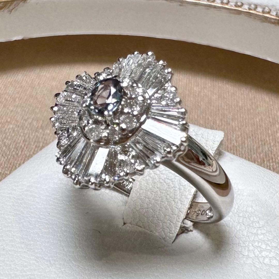 PT900 アレキサンドライト リング 0.27ct カラーチェンジ 希少石