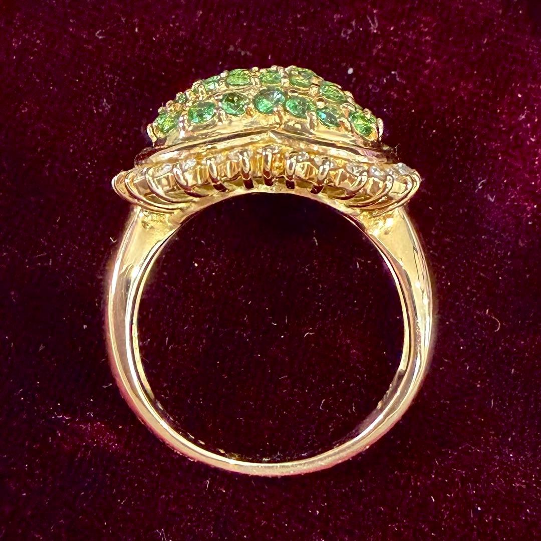 【K18】ツァボライト1.02ct リング ハートデザイン