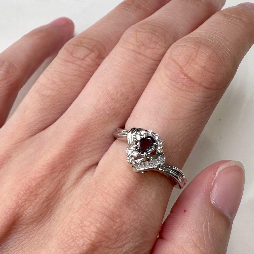 PT900 アレキサンドライト ダイヤモンド リング 0.158ct 希少石