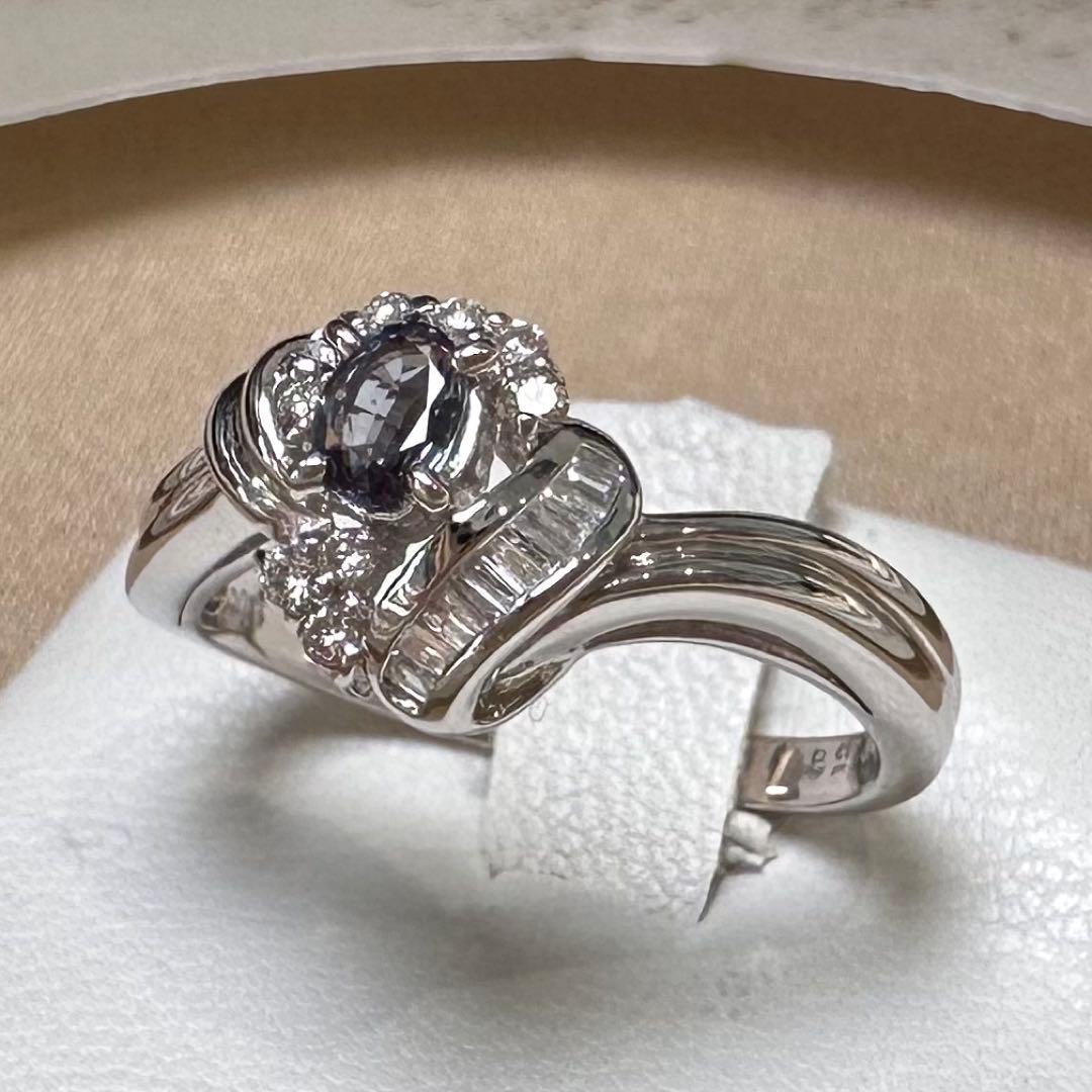 PT900 アレキサンドライト ダイヤモンド リング 0.158ct 希少石