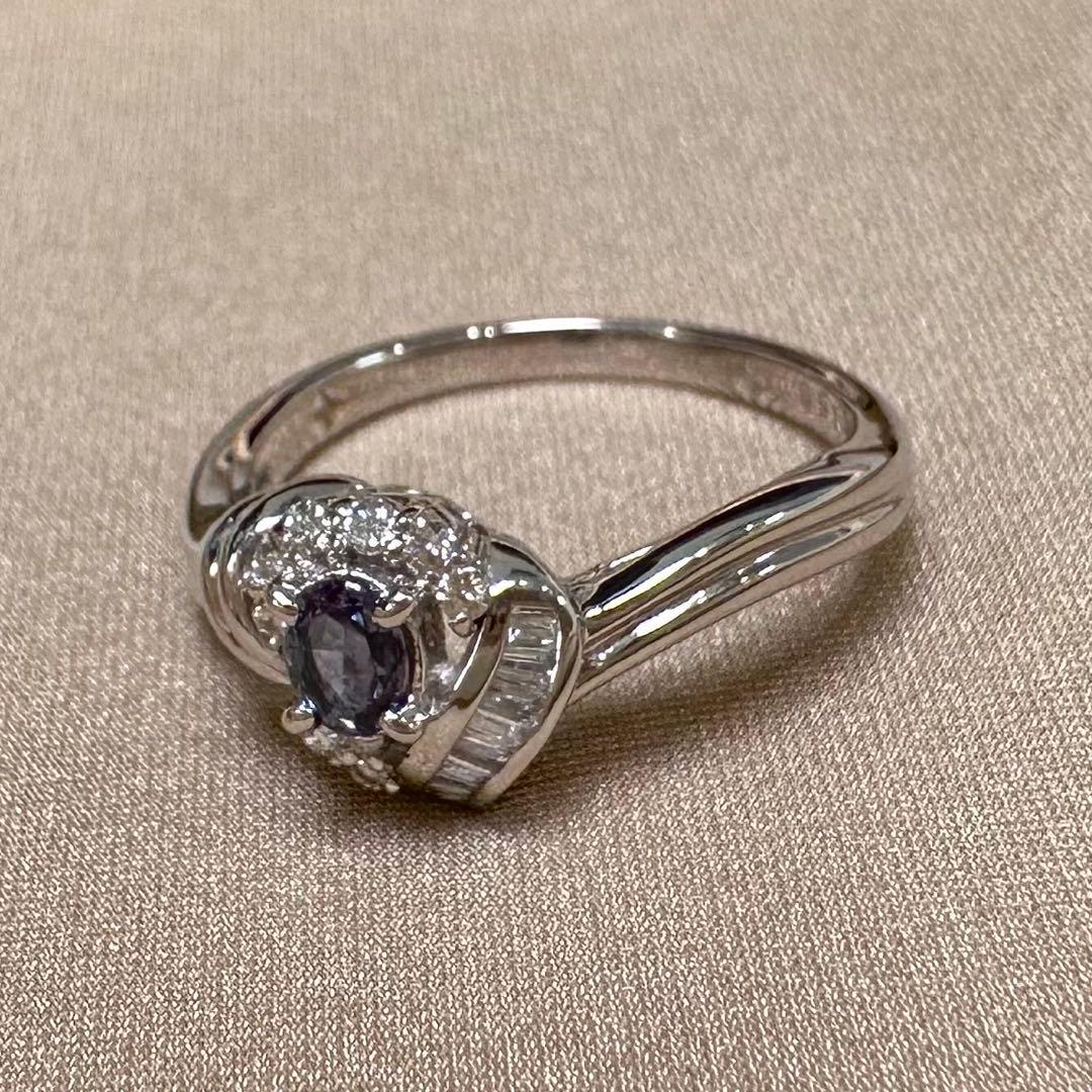 PT900 アレキサンドライト ダイヤモンド リング 0.158ct 希少石