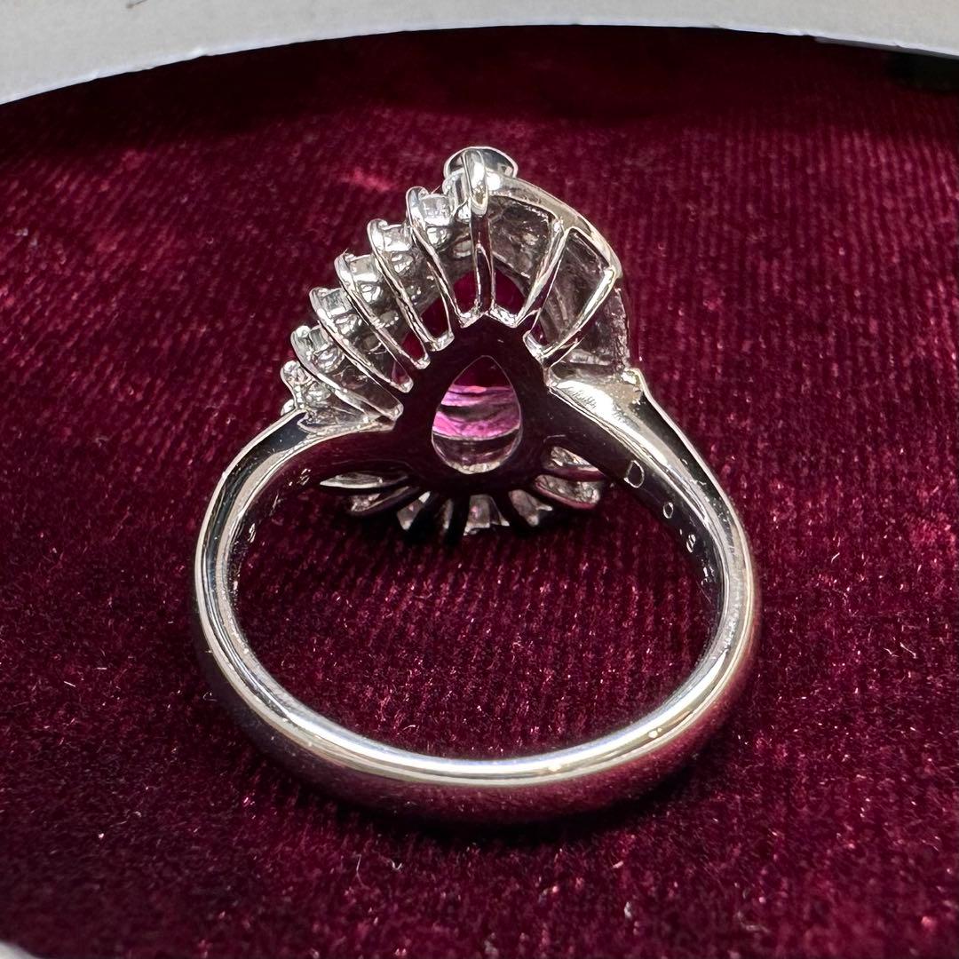 PT900 ルベライト トルマリン 3.72ct ダイヤモンド リング 指輪