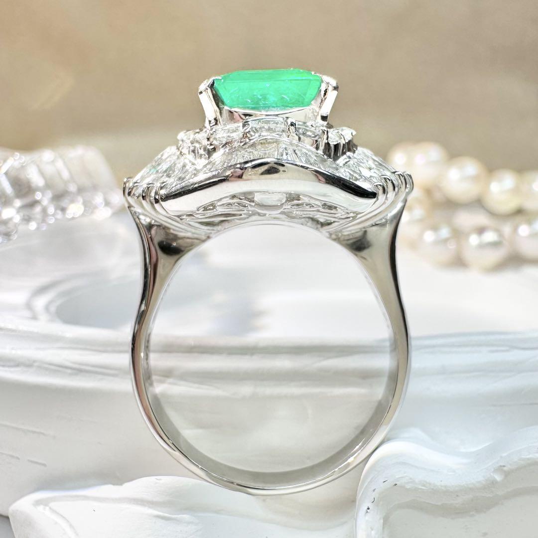 【美品】PT900 エメラルド3.93ct リング ダイヤ