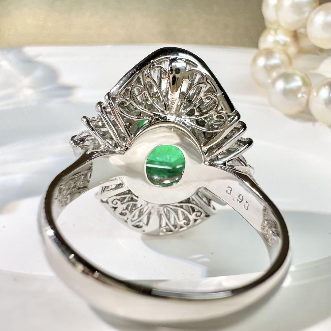 【美品】PT900 エメラルド3.93ct リング ダイヤ